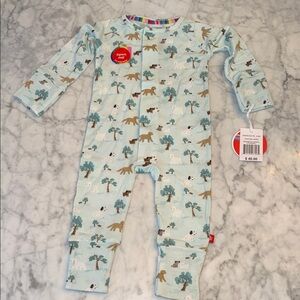 NWT Magnetic Me Modal Blue Animal Print Coverall 6/9M